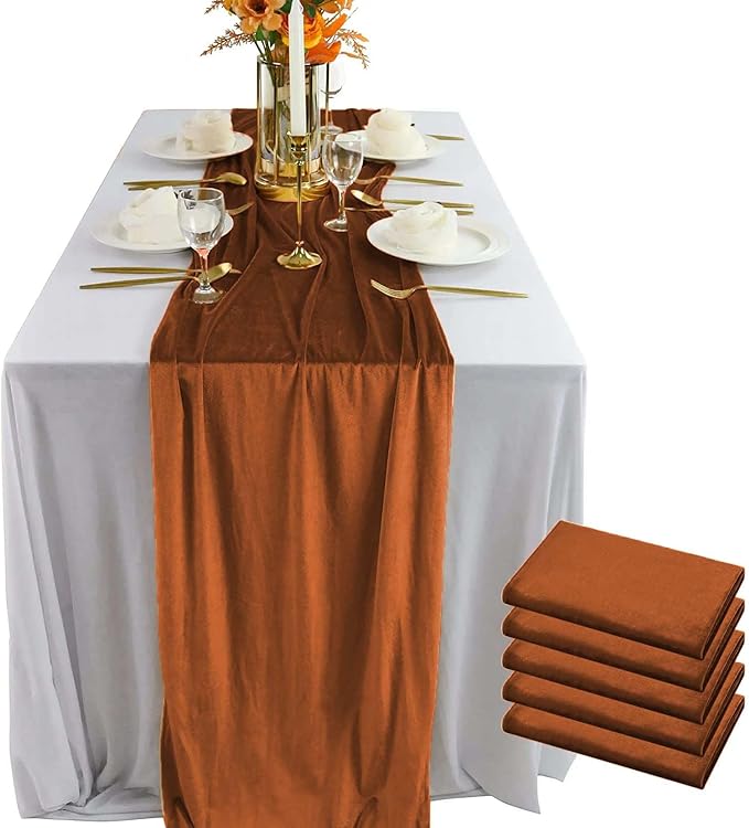 Luxurious Velvet Table Runner, 10ft Wedding Reception Decorations, 20x120inch by EHLDekol