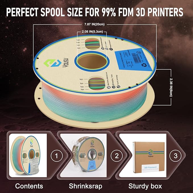 YOUSU PLA Filament Glow in The Dark Multicolor，Rainbow PLA Filament, Gradient - Image 6