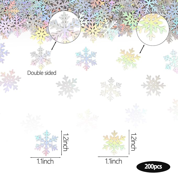 200PC Iridescent Snowflakes Confetti - Image 3