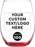 Custom Stemless Wine Glass 9 oz. Set of 100, Personalized Bulk Pack by DISCOUNTPROMOS