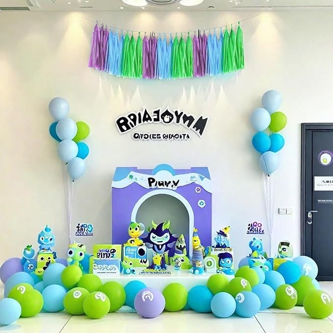 Blue Green and Purple Tassel Garland Banner Paper Tassels - Image 4