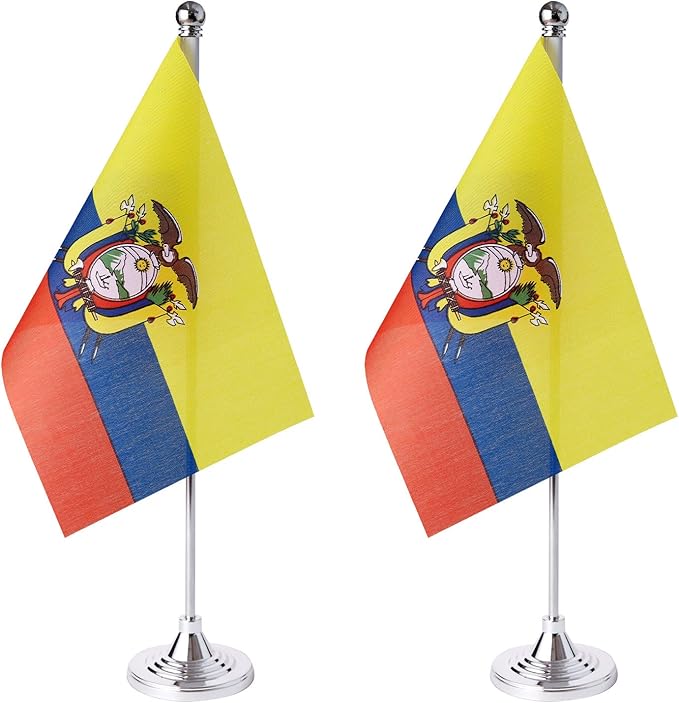 ZXvZYT 2 Pack Ecuador flag Ecuadorian Table Flag Small Mini Ecuador Desk Flags by ZXvZYT