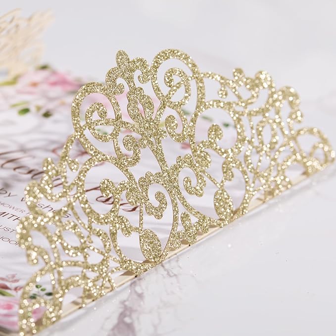 50Pcs Gold Glitter Laser Cut Wedding Invitation - Image 6