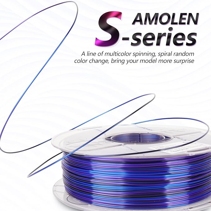 AMOLEN Silk PLA 3D Printer Filament, Shiny Multicolor Rainbow PLA Filament - Image 2