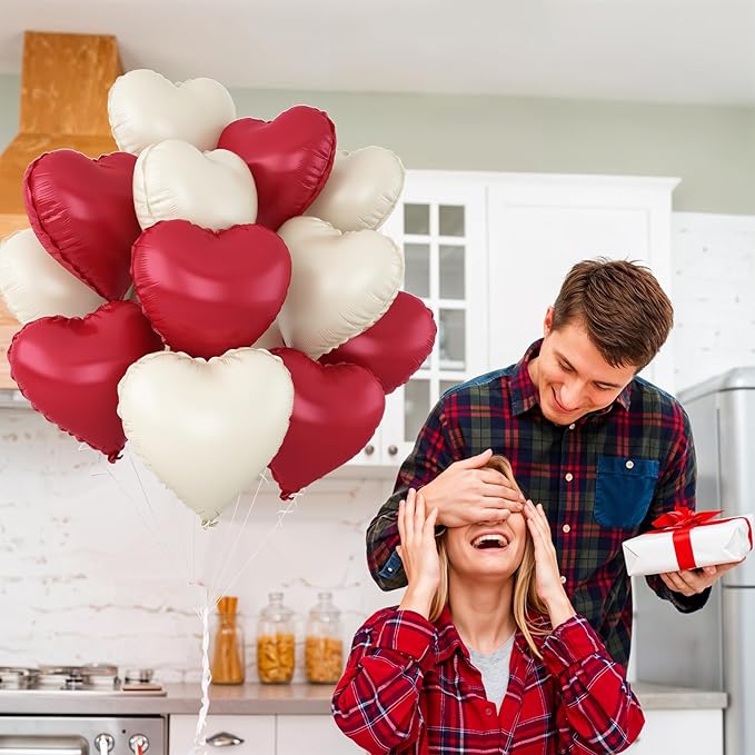 Red White Heart Balloons - Image 3