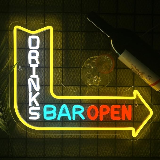 Looklight Drinks Bar Open Neon Sign - Image 2
