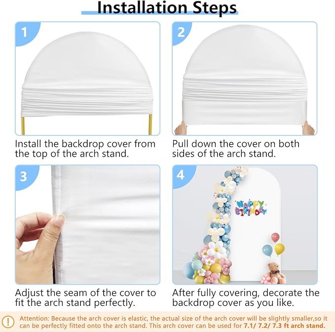 Hemmotop 7.2 ft White Arch Backdrop Cover - Image 7