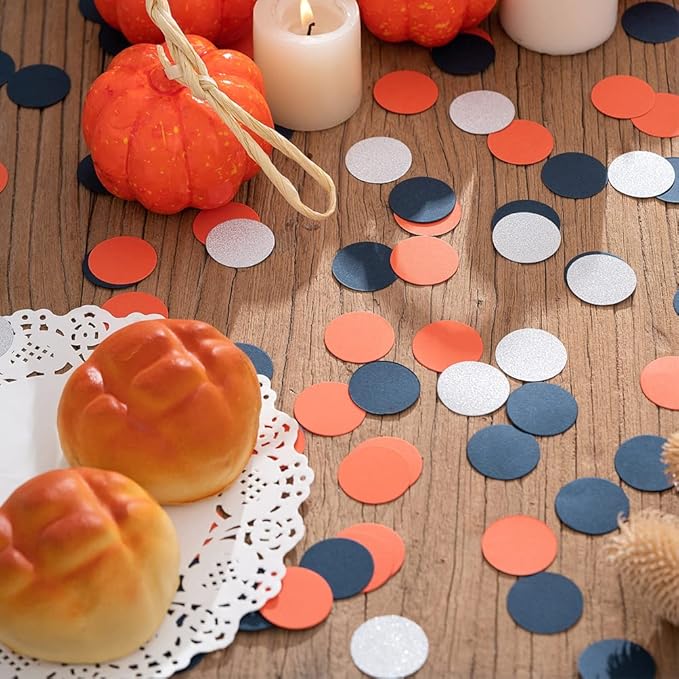 Orange Navy Blue and Silver Glitter Confetti Table Decoration - Image 3