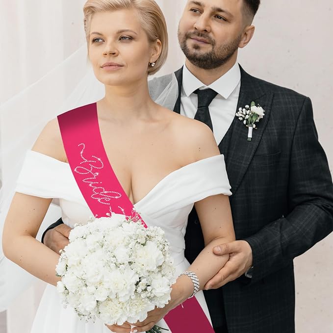 Hot Pink Bride to Be Sash with Glitter Rhinestones, Funny Bride to Be Sash - Image 6