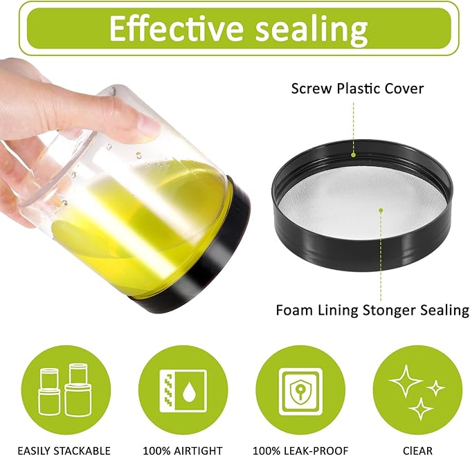 12pcs Plastic Jars with Lids 16 oz & 8 oz & 4 oz, Leakproof Storage Containers - Image 3