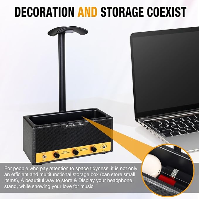 Headphone Stand with Cable Storage, Display Music Lovers' Decorative Items & - Image 4