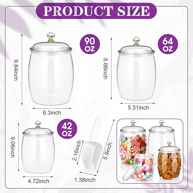 Nuogo 4 Pcs Plastic Candy and Cookie Jars - Image 2