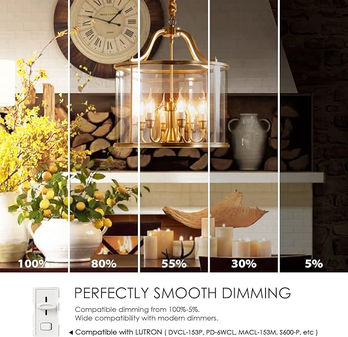 LVWIT Flame Tip LED Filament Bulb Candelabra E26 Base Dimmable 4.5W B11 - Image 5