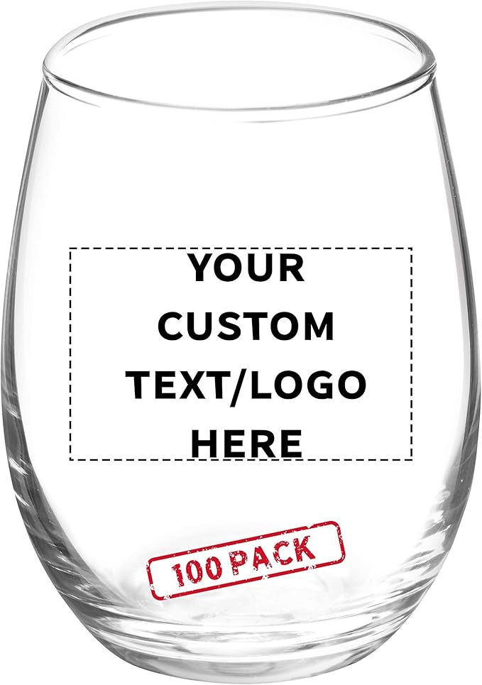 Custom Stemless Wine Glasses by ARC 5.5 oz. Set of 100, Personalized Bulk Pack by DISCOUNTPROMOS