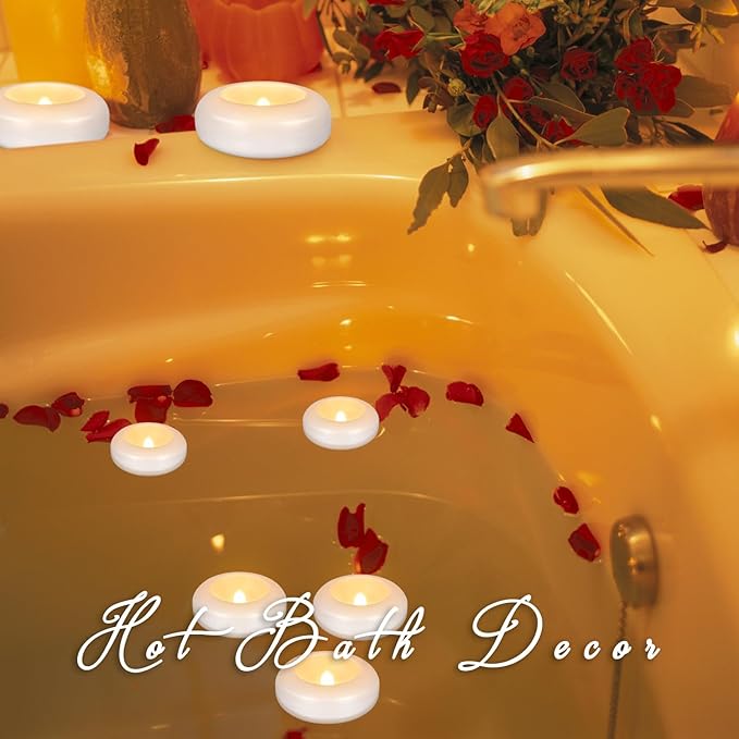 24Pack Waterproof Flameless Floating Tealights, 120+Hour Warm White Battery - Image 3