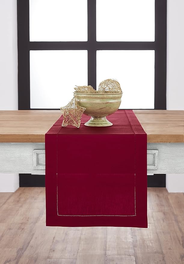 Solino Home Cotton Linen Red Table Runner 72 Inches Long by SolinoHome