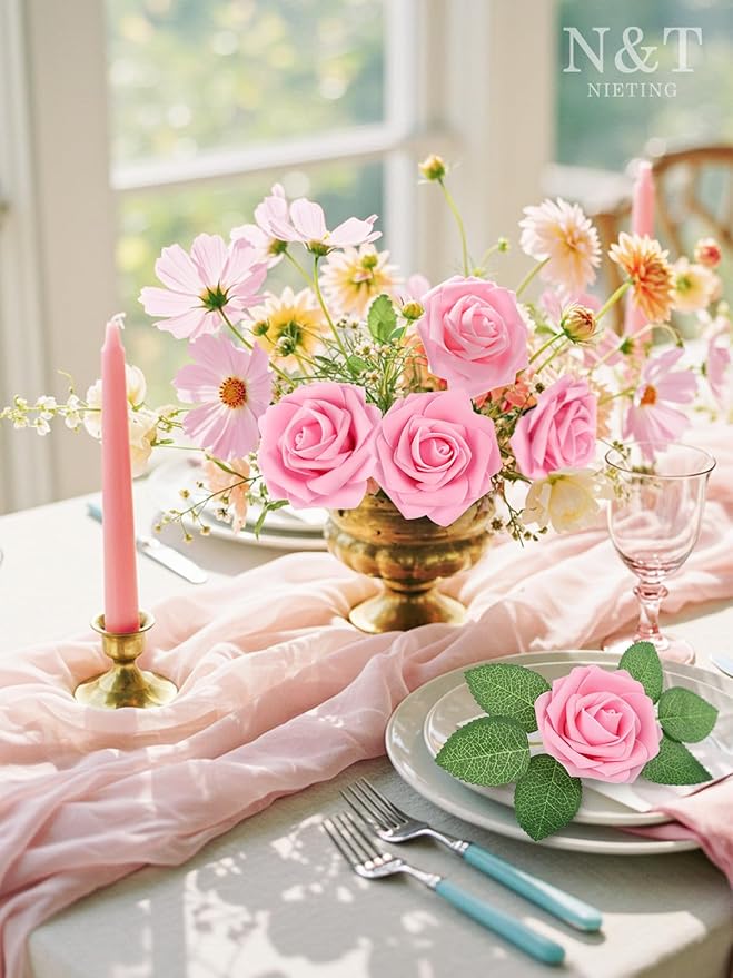 N&T NIETING Artificial Flowers Pink Roses - Image 6