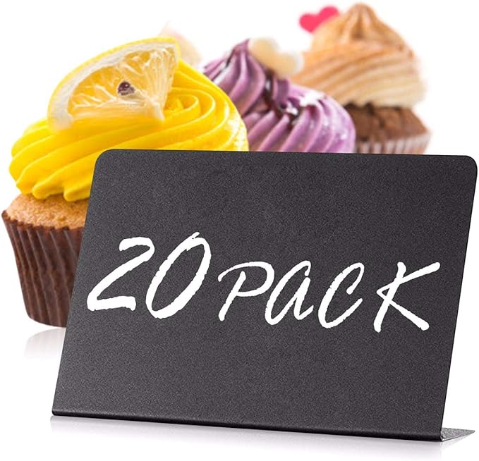 20 Pack Mini Chalkboard Signs for Food – Small 3x4 Tabletop Labels for Buffet by Iricus