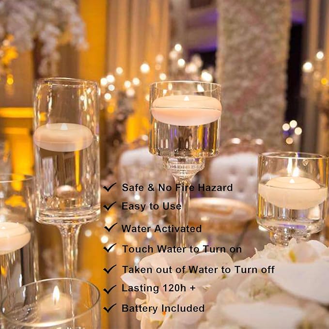 Aignis 6pcs Flameless LED Floating Candles, 120+ Hours Glow Time, 3 Inch - Image 5