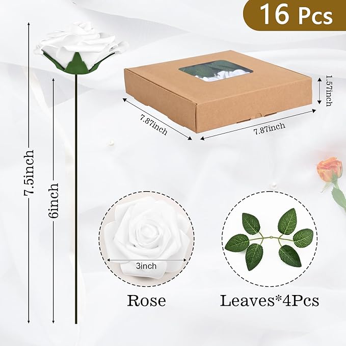 BLEUM CADE 16Pcs Artificial Flowers Fake Roses - Image 3
