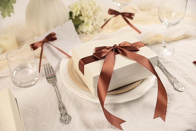 Coffee Brown Satin Ribbon 1 inch X Continuous 25 Yards, Single Face Polyester - Image 5