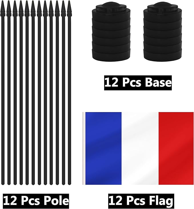 12 Pack France Desk Flags, French Desktop Flag, Small Miniature Office Flags - Image 3
