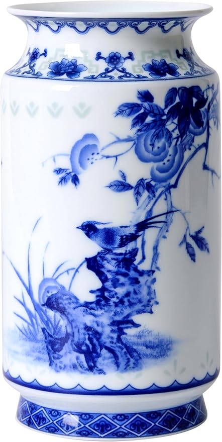 Blue and White Vintage Vase Chinoiserie Farmhouse Decorative Vases Flower by Unknown