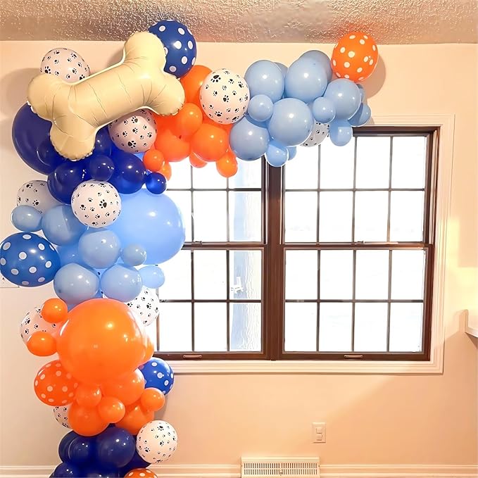 Blue and Orange Balloons Set, 12 Inch Orange Royal Pastel Dark Blue Balloon - Image 3