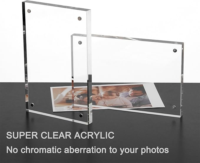 Meetu Acrylic 5x5 Picture Frame 5 Pack Clear Two Sided Desk Photo Frame - Image 7