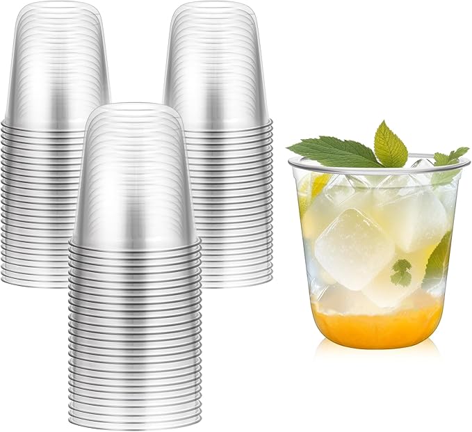 Disposable Stemless Glasses 12oz Crystal Plastic Cups Disposable Cold Party by RMERVE