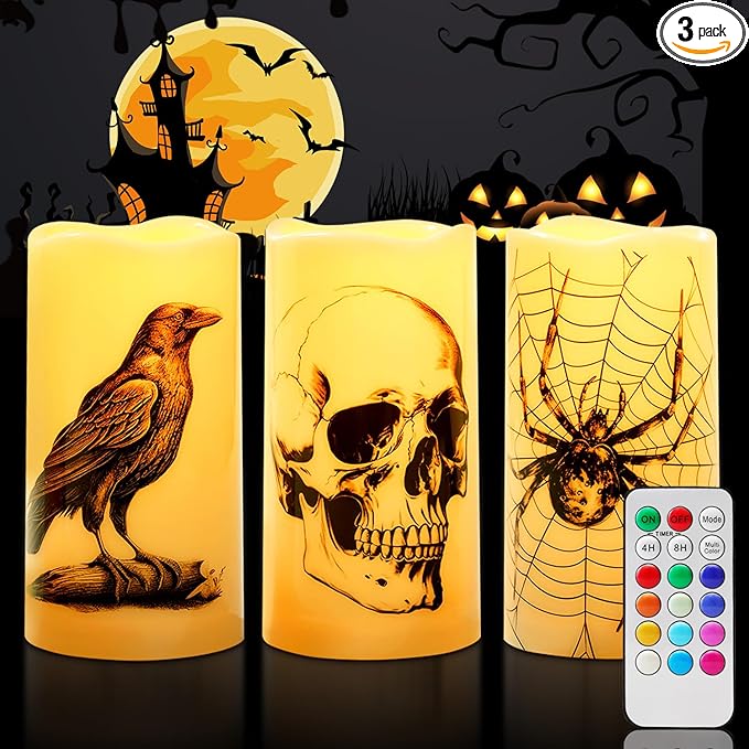 Homemory Halloween Candles, Color Changing Flameless Candle, Battery Opeated by Homemory