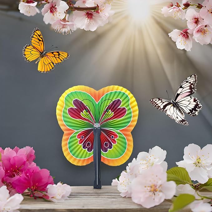 12 Pieces Folding Hand Paper Fans Handheld, Butterfly Decorations Accordion - Image 6