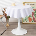 Round White Tablecloth 48 Inch Polyester Fabric Washable Table Cloth Decorative by YZKITM