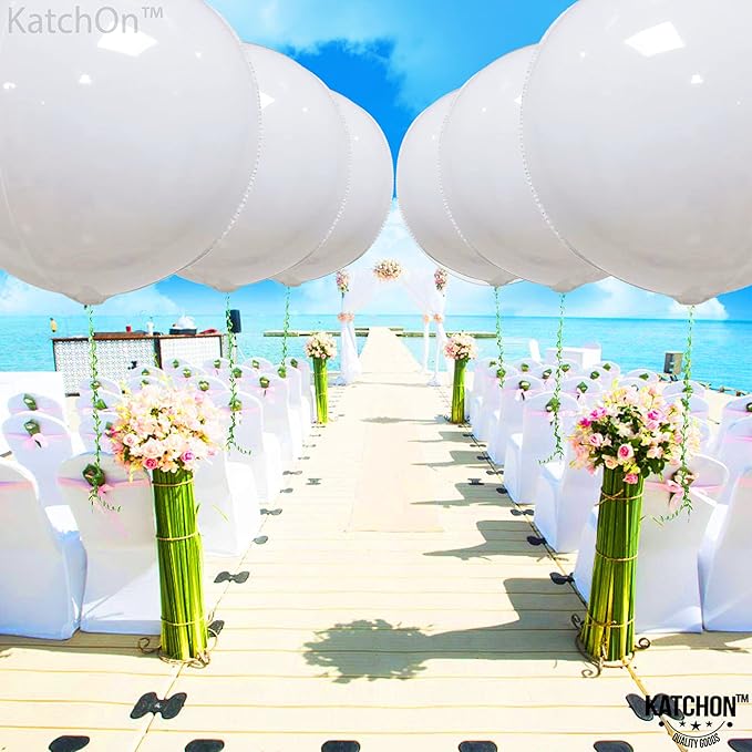 KatchOn, Round White Foil Balloons - Image 5
