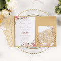 50pcs Gold Laser Cut Wedding Invitations Card Pocket by Maffily