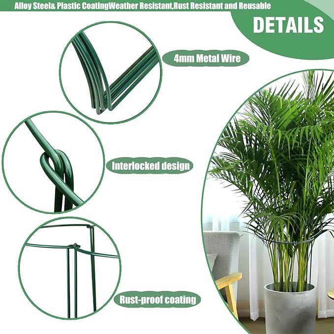 12 Pack Tall Snake Plant Support Stakes, Plant Cage Ring Support - Image 5