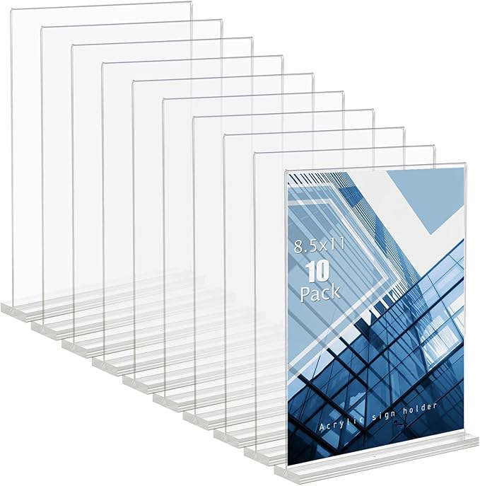 Acrylic Sign Holder, 8.5 x 11 inches Clear Table Menu Display Stand Desktop by Lechay