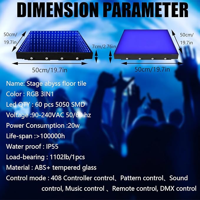 Dance Floor Stage Lights Tempered Glass Infinity Mirror Panel 3D Effect Led - Image 3