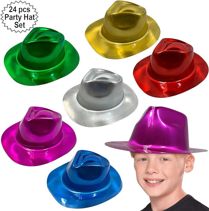 AnapoliZ Party Gangster Hats 24 pcs | New Year’s Celebration Hats | Metallic - Image 4