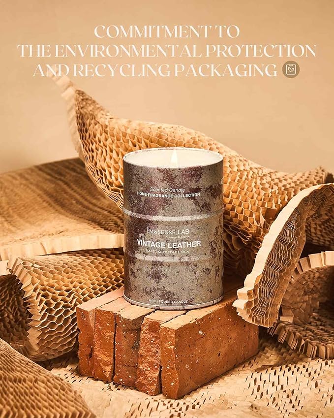 M&SENSE Vintage Leather Scented Candles Natural Non Toxic, Aromatherapy Candle - Image 7