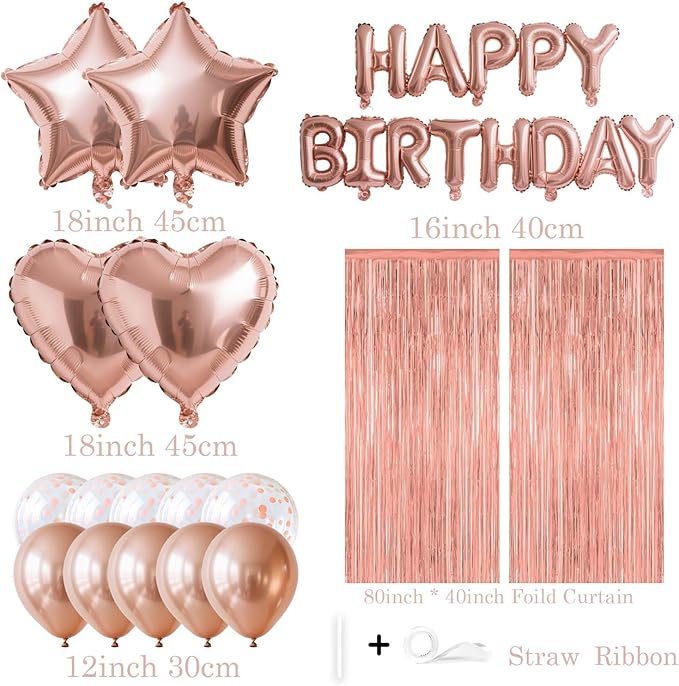 29 Pcs Rose Gold Birthday Party Decorations - Image 2