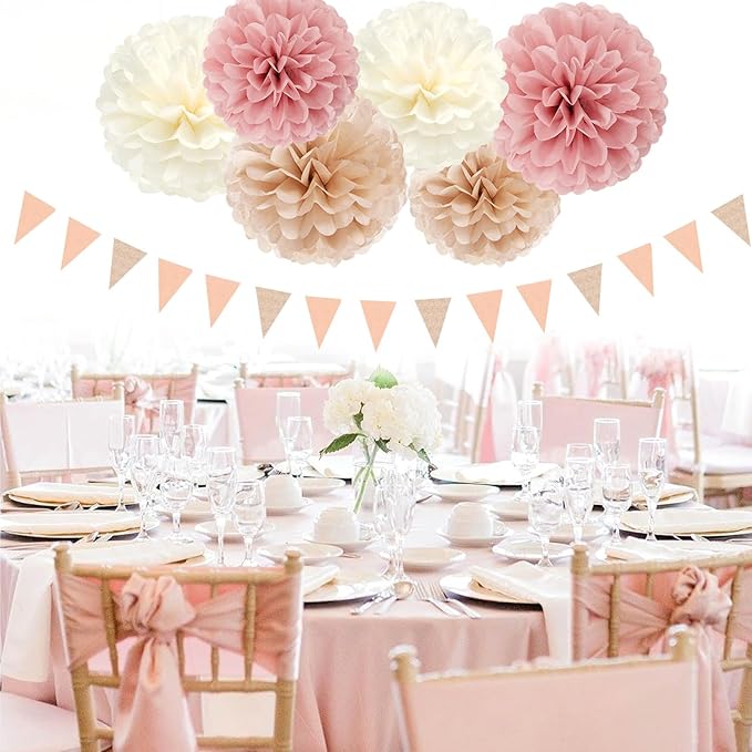 Pink Champagne-Peach Rose-Gold Boho Party Decorations - Image 4