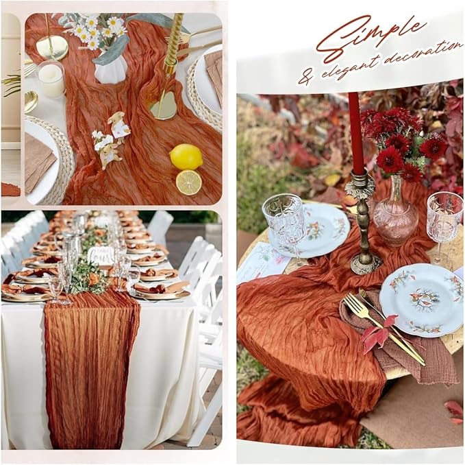 6 Pack Terracotta Cheesecloth Table Runner 23x120 inch Rustic Boho Gauze Table - Image 6