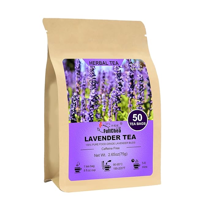 FullChea - Lavender Tea Bags, 50 Teabags - Pure Lavender Flowers by FullChea