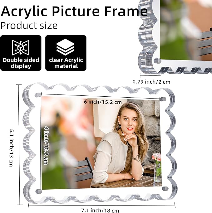 3 Pack Acrylic Picture Frame: 4x6inch Magnetic Picture Frames, Double Sided - Image 2