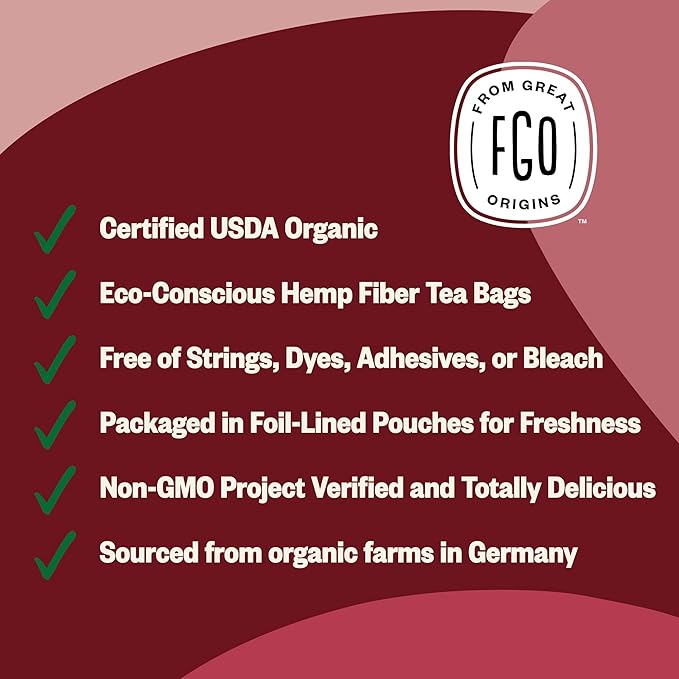 FGO Organic Red Raspberry Leaf Herbal Tea, Eco-Conscious Tea Bags, Caffeine Free - Image 3