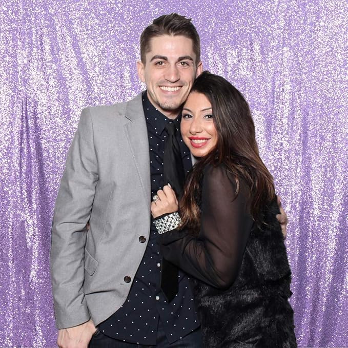 8ft x 8ft Light Purple Sequin Backdrop Curtain Glitter Photo Booth Backdrop - Image 3