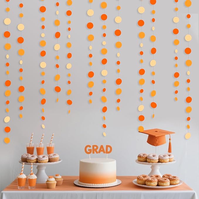 46 Ft Thanksgiving Fall Autumn Circle Dots Garland Gradient Orange Polka Dot - Image 3