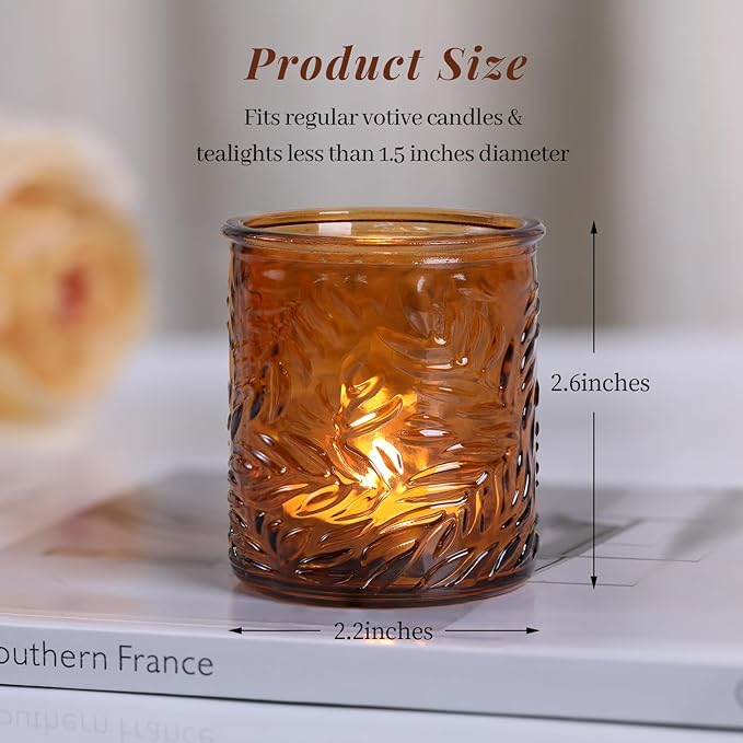 24 pcs Amber Votive Candle Holders, Tea Light Candle Holders - Image 5
