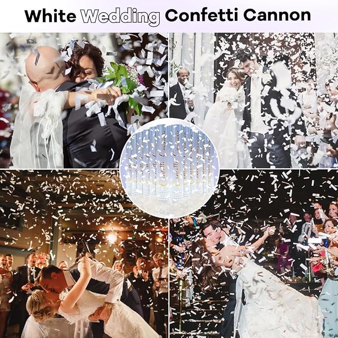 Confetti Poppers White Confetti Cannon 12 Pack Party Poppers - Image 7